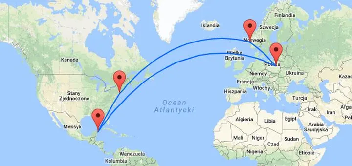 Czas lotu Warszawa - Cancun