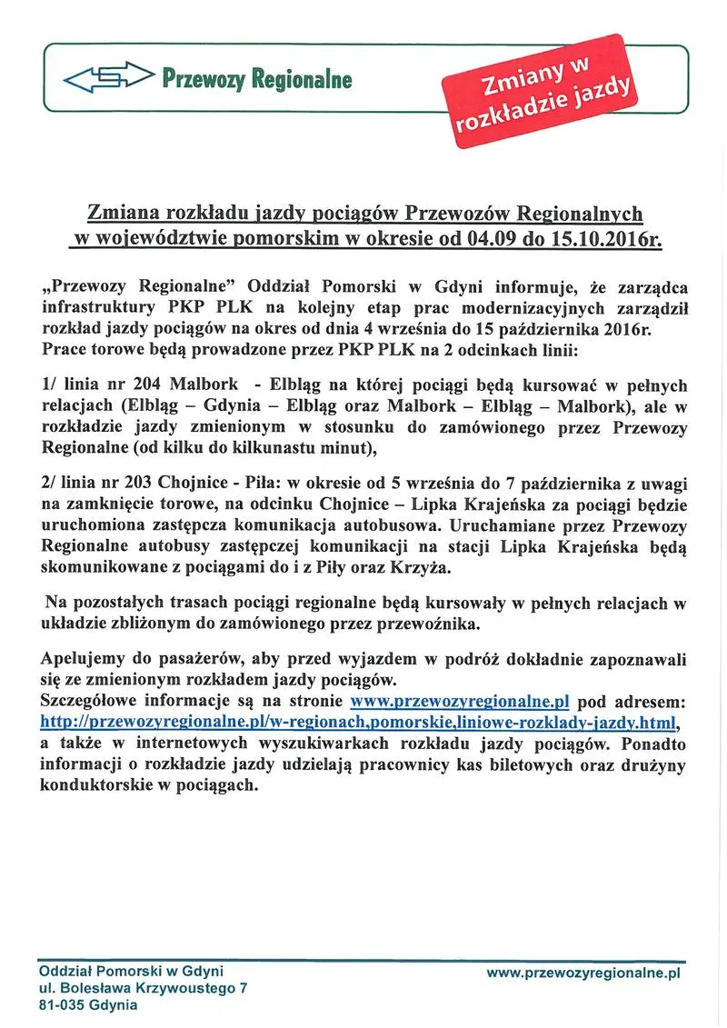 Innowacje w nowym rozkładzie PKP