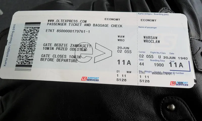 Oznaczenia na bilecie lotniczym