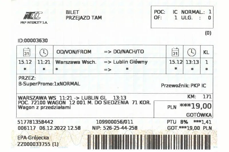 Procedura zwrotu biletu